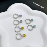 Shimmering Diamond Silver Hoop Earrings