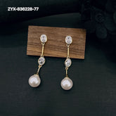 Pearl & Crystal Linear Drop Earrings