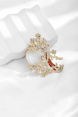 Zircon-Inlaid Queyue Floral Chinese-style Brooch