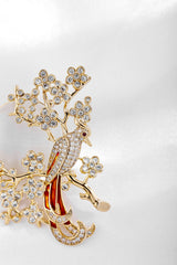 Zircon-Inlaid Queyue Floral Chinese-style Brooch