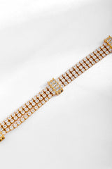 Gold-plated Bracelet with Multi-row Zircon and Full Diamond Inlay