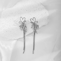 Love Bowknot Wheat Ear Tassel Earrings