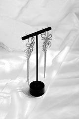 Love Bowknot Wheat Ear Tassel Earrings