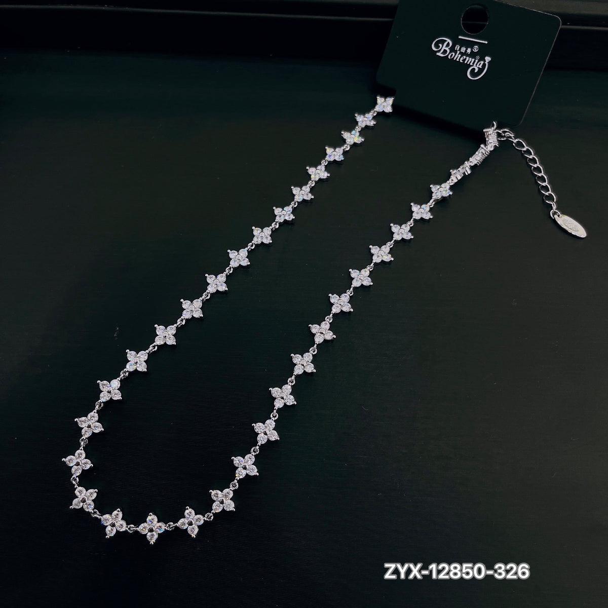 Crystal Diamond Four-Leaf Clover Necklace