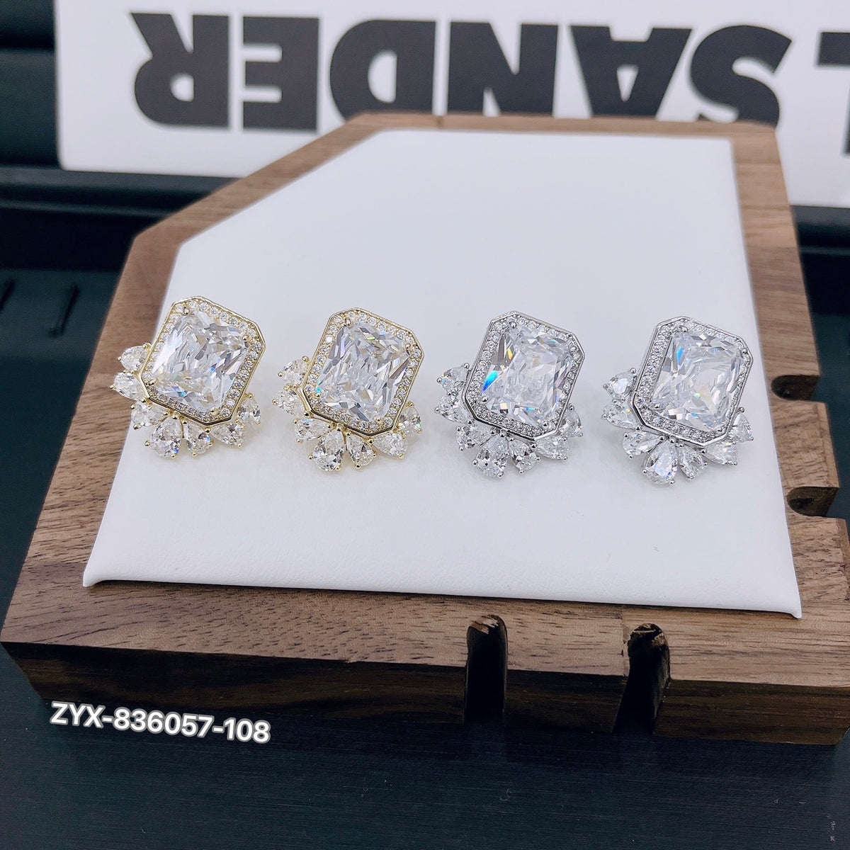 Faceted Diamond Colorful Earrings