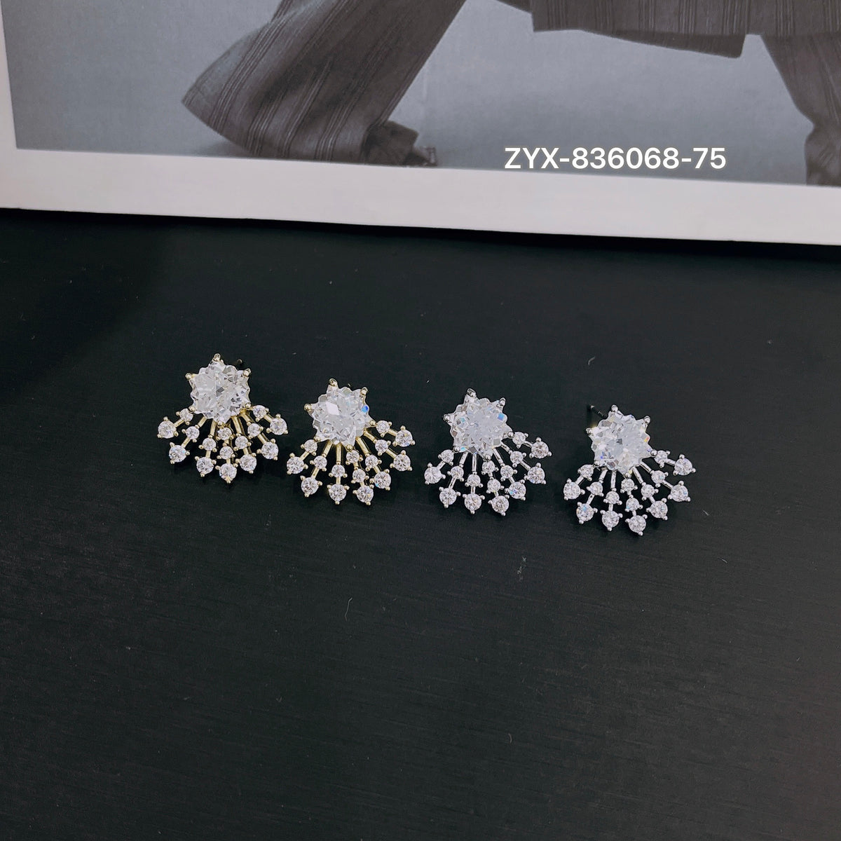 Star Diamond Cluster Stud Earrings
