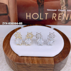 Snow Diamond Twin Stud Earrings