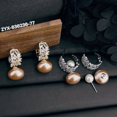 Champagne Pearl & Crystal Drop Earrings