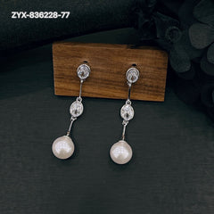 Pearl & Crystal Linear Drop Earrings