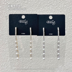 Lusi Zhao Inspired Pearl & Crystal Threader Earrings