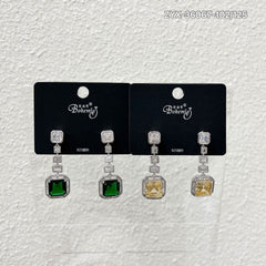 Regal Square Gem Drop Earrings