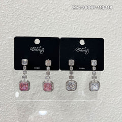 Regal Square Gem Drop Earrings