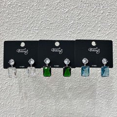 Rectangular Gemstone Drop Earrings