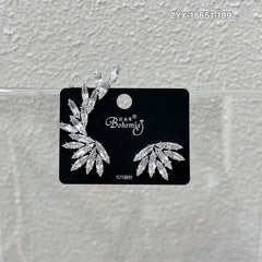 Feather Crystal Leaf Earrings