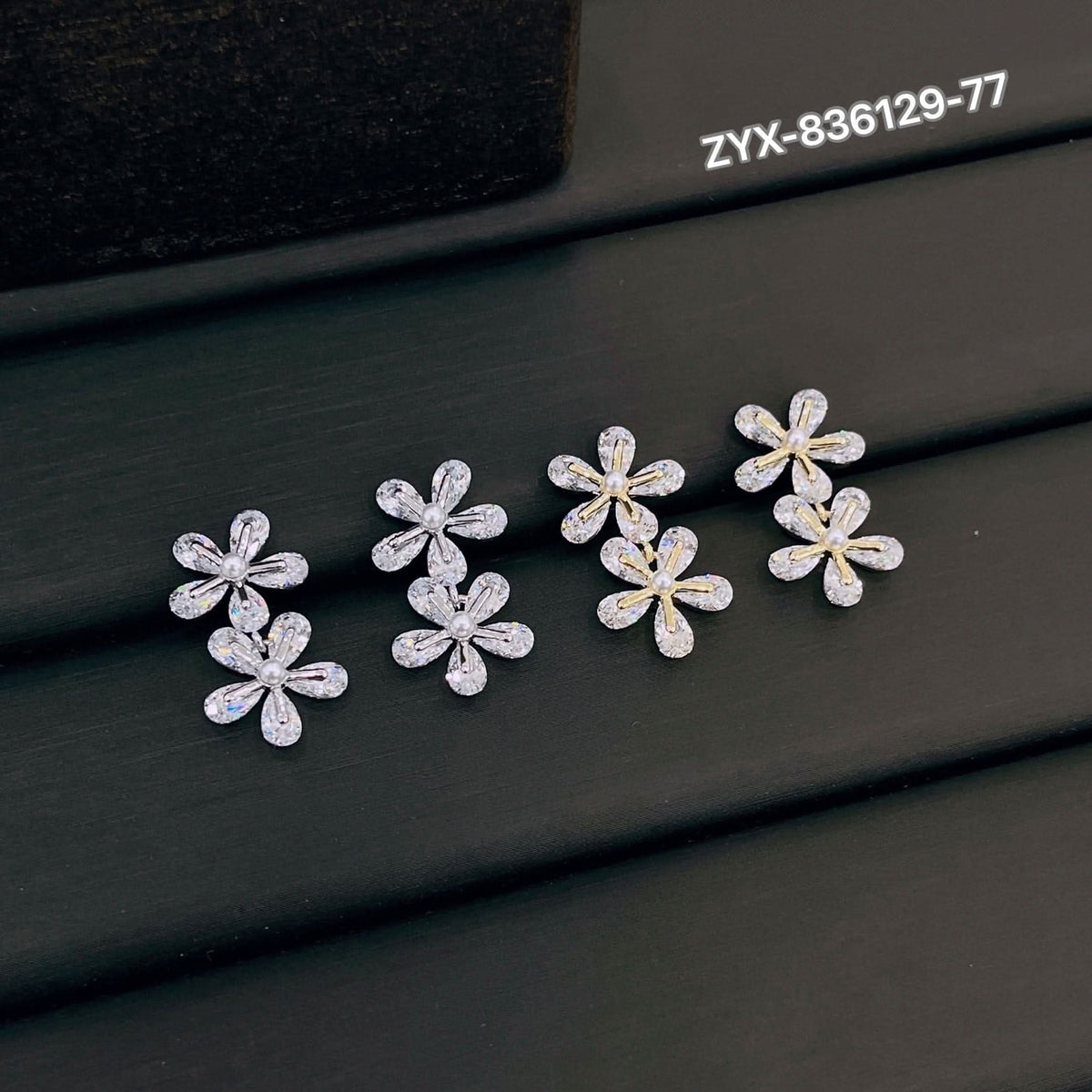 Double Blossom Crystal Crawler Earrings