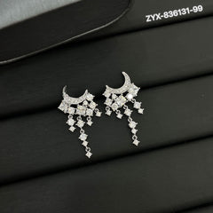 Moon & Star Crystal Tassel Earrings