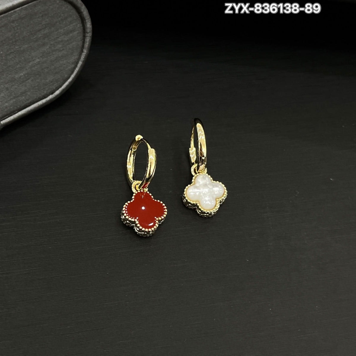 Dual-Tone Clover Huggie Earrings
