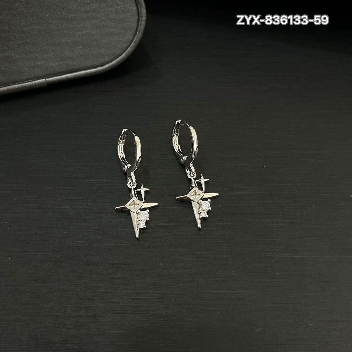 Asymmetrical Starburst Crystal Huggie Earrings