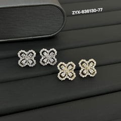 Openwork Clover Pavé Stud Earrings
