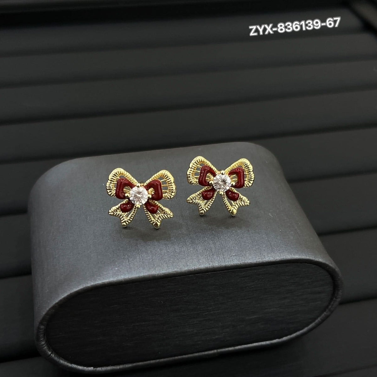 Sweetheart Red Bow Pavé Studs
